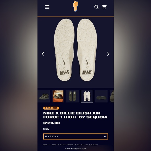 Nike Air Force 1 x Billie Eilish Dark Green & Black Hi-Top Wmns Size 5.5 New - Picture 13 of 14